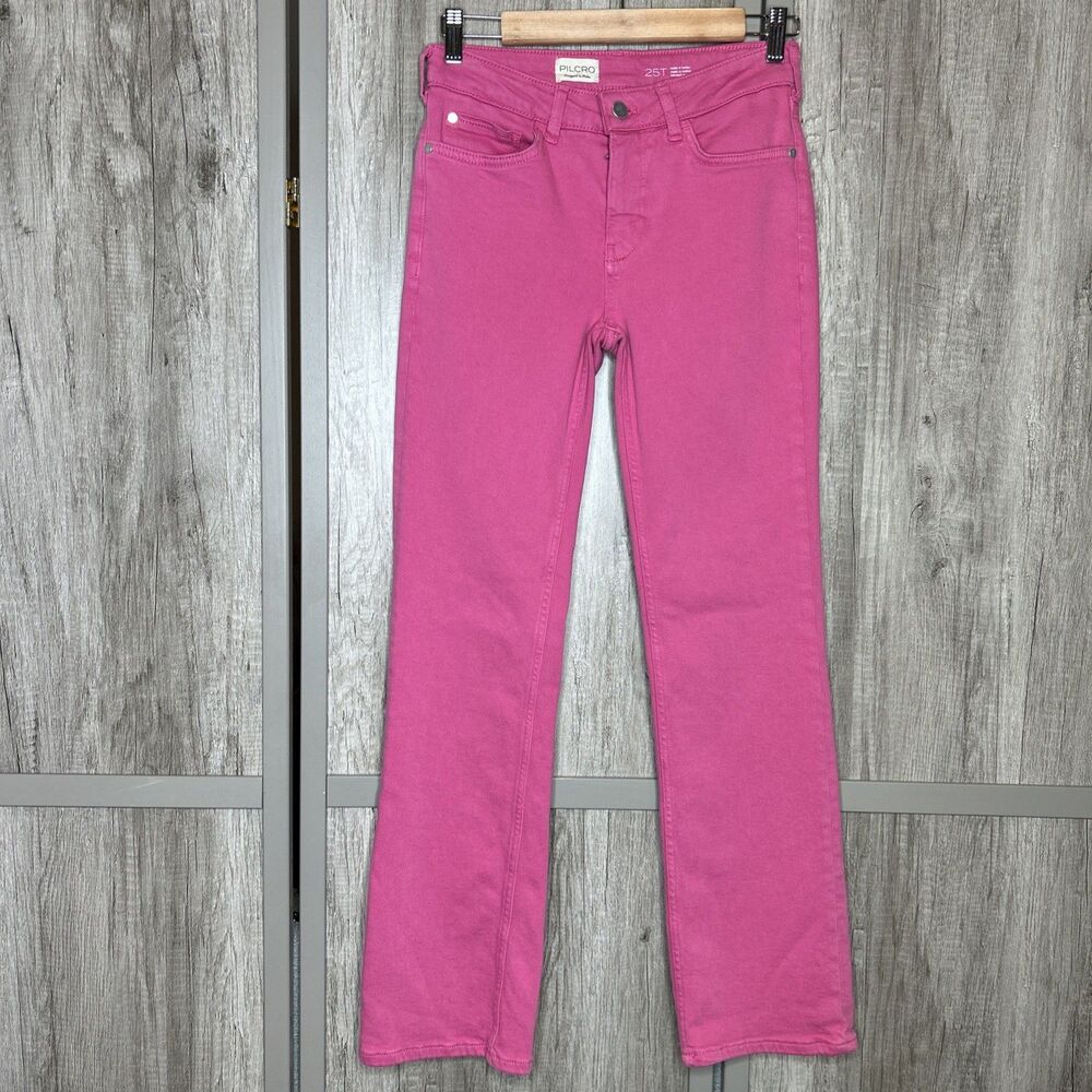 Pilcro Jeans Size 25 Tall‎ Flare Pink Yaya Mid Rise Anthropologie